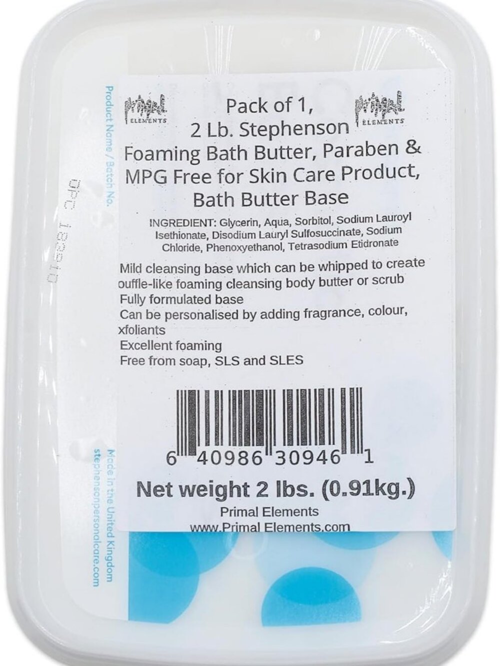 Foaming Bath Butter Base - 2 Lb, Paraben-Free, Non-Irritant, Fragrance-Free